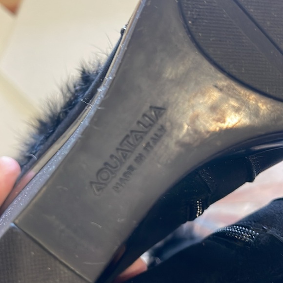 Aquatalia Leather fur trimmed wedge ankle boots size 7 1/2 - Picture 9 of 10
